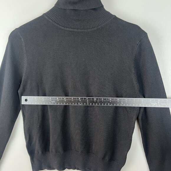 Pink Martini Black Turtleneck Sweater Medium Elegant Fitted Chic NWT - Picture 4 of 7
